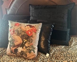 Some of the many decorative pillows