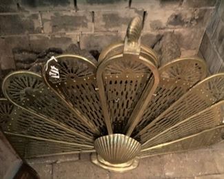 Brass fan shaped fire screen