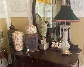 Antique Dresser with large oval mirror