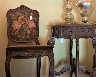 Small antique chair and table