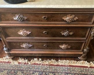 3-drawer antique chest with marble top