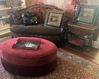 Settee and large round ottoman
