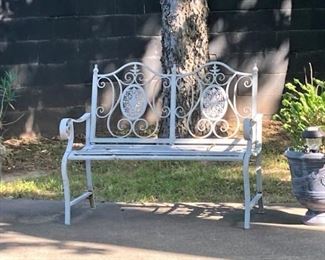 Garden bench; planters