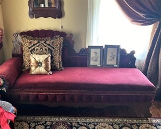 Antique fainting couch  .  .  .  makes into a larger bed