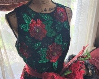 Dress form; colorful sequined Christmas top