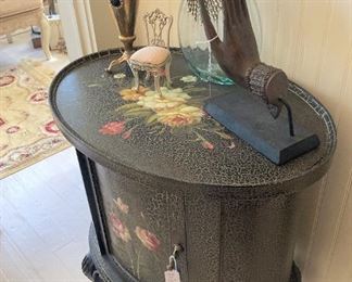 Small oval side table/cabinet