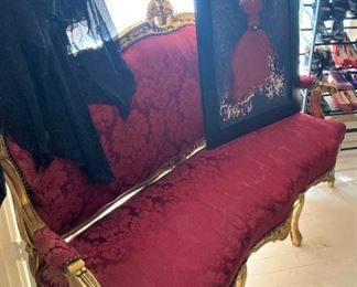 Red formal antique sofa
