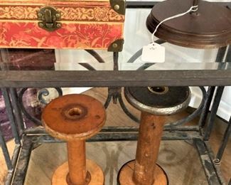Antique wooden spools