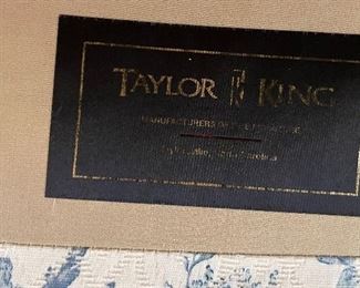 15______$240 
Taylor & King NC made small sofa cream & blue floral
  76x30Tx 36D