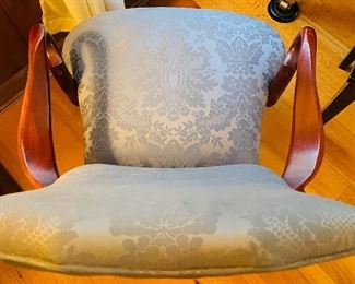26______$150 
Chippendale ball and claw feet blue and mahogany armchair 