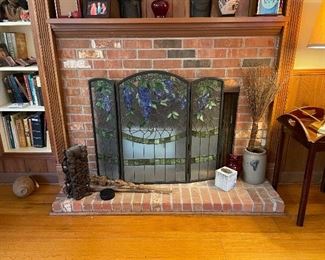 $120 Stain glass fire screen grapes pattern