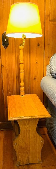 36______$250 
Pair of pine tables with lamps 46T x 18L x 22D 
