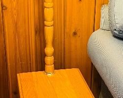 36______$250
Pair of pine tables with lamps 46T x 18L x 22D