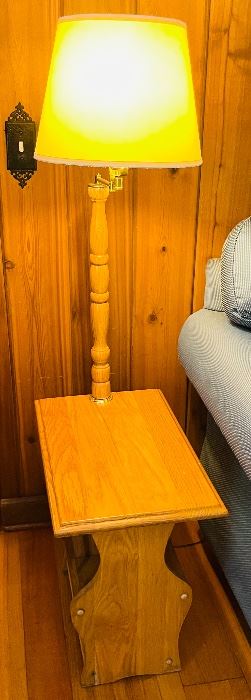 36______$250 
Pair of pine tables with lamps 46T x 18L x 22D 
