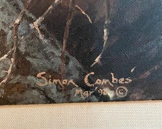 25______available for silent bids
Orginal painting by Simon Combes (1940-2004) "Young Martial Eagle" Canvas 90's  - 38x29 