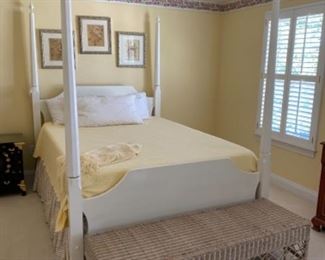 White four poster Queen Bed with foam mattress...$475