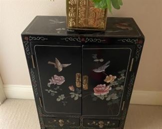 NOW $70 Small oriental cabinet 26Tx19Wx9"D...