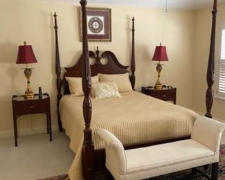 Mahogany Queen size four poster bed with mattress...$595