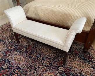 NOW $80 Bench cream, some stain to upholstery 29Hx53L...$120