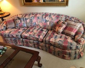 NOW $100 Floral sofa 28T 96Lx 38"D feels like polished cotton fabric...$195