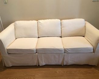 Cream duck fabric sofa hideaway bed 28Tx78Lx36D ...$300