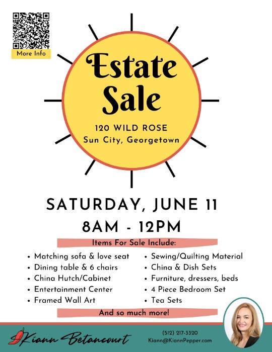 Sun City Estate Sale in TX starts on 6/11/2022