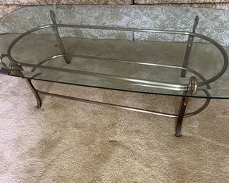 Glass table with swan bottom/small chip on glass