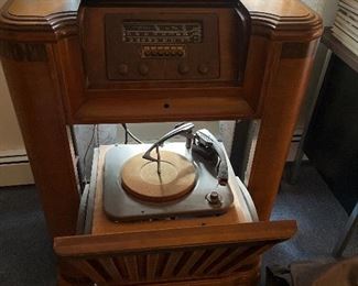 vintage record player and radio