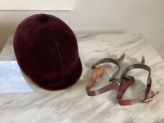 Vintage Olympian Riding Helmet and Spurs