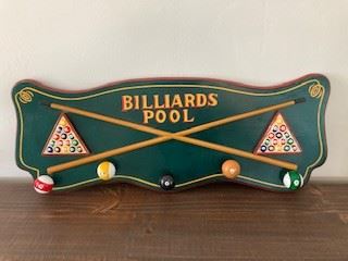 Billards Pool Wood Sign 31.5x12