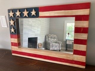 American Flag wood Mirror 27x18