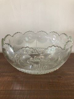 Large Cut Glass Bowl, No chips/cracks 14x8