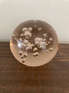 Hand Blown Paperweight w/Bubbles 13" diam