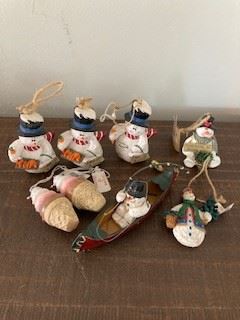 Lot of 8 Snowman Ornaments