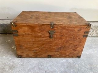 Handmade Wooden Box w/Leather Handles 21x12.5x12