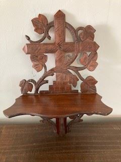 Vintage Wooden Cross with Shelf 15x10x6