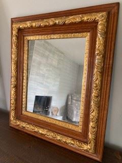 Antique Ornate Gold Gild Wooden Framed Mirror 27x24
