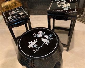nesting tables and matching round side table
