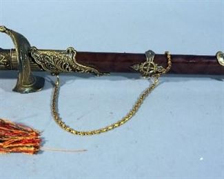 Cutlass With Brass Guard, 13.25" Blade, In Scabbard
