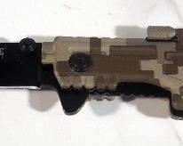 Black Savage M4 Desert Camo Folding Knife, 3.5" Blade, And .44 Magnum Revolver Folding Knife, 3.75" Blade, With Nylon Sheath/Holster
