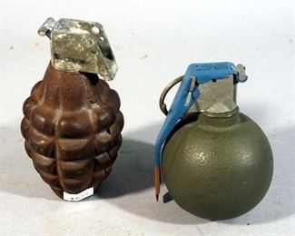 Inert Grenades, Qty 2, Pineapple And Baseball Styles
