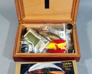 Fly Tying Table With Supplies And Cabela's Master Vise
