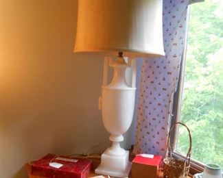 Alabaster Lamp with original Shade.