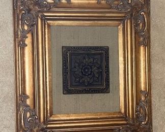 Heavy Wood Frame with Carved Accent