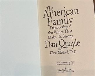 Autographed Dan Quayle and Diane Medved The American Family Book