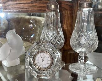 Waterford Salt and Pepper and Clock