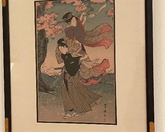 Japanese Woodblock Hanging A Poem By Toyokuni
