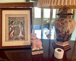 Egyptian Print, Asian Indian Tree Lamp