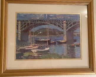 Claude Monet Print Sail Boats Bridge over Seine 