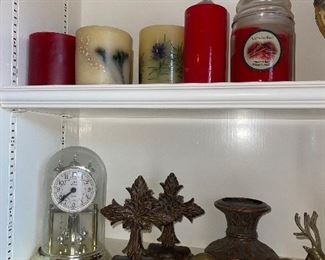 Candles, Crosses, Brass Figurines , Snails, Anniversary Clock
